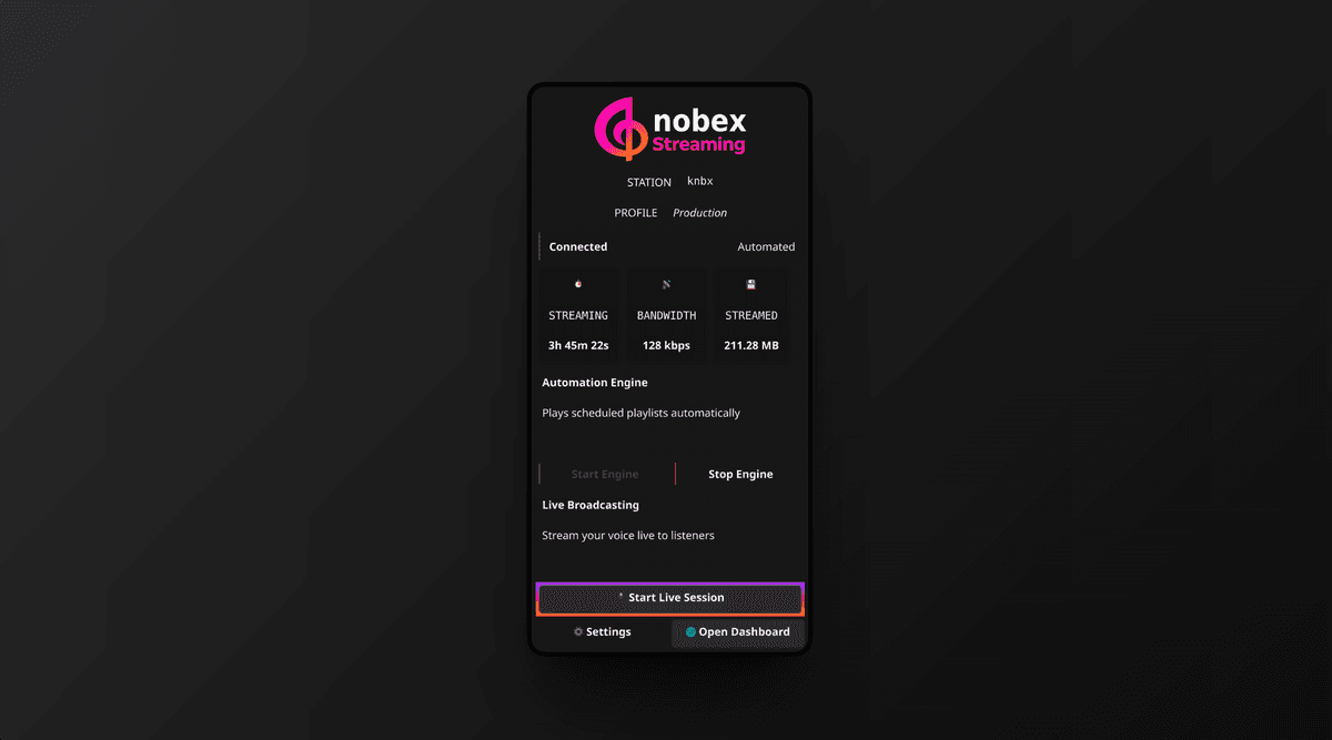 Nobex Streaming Agent - Desktop application