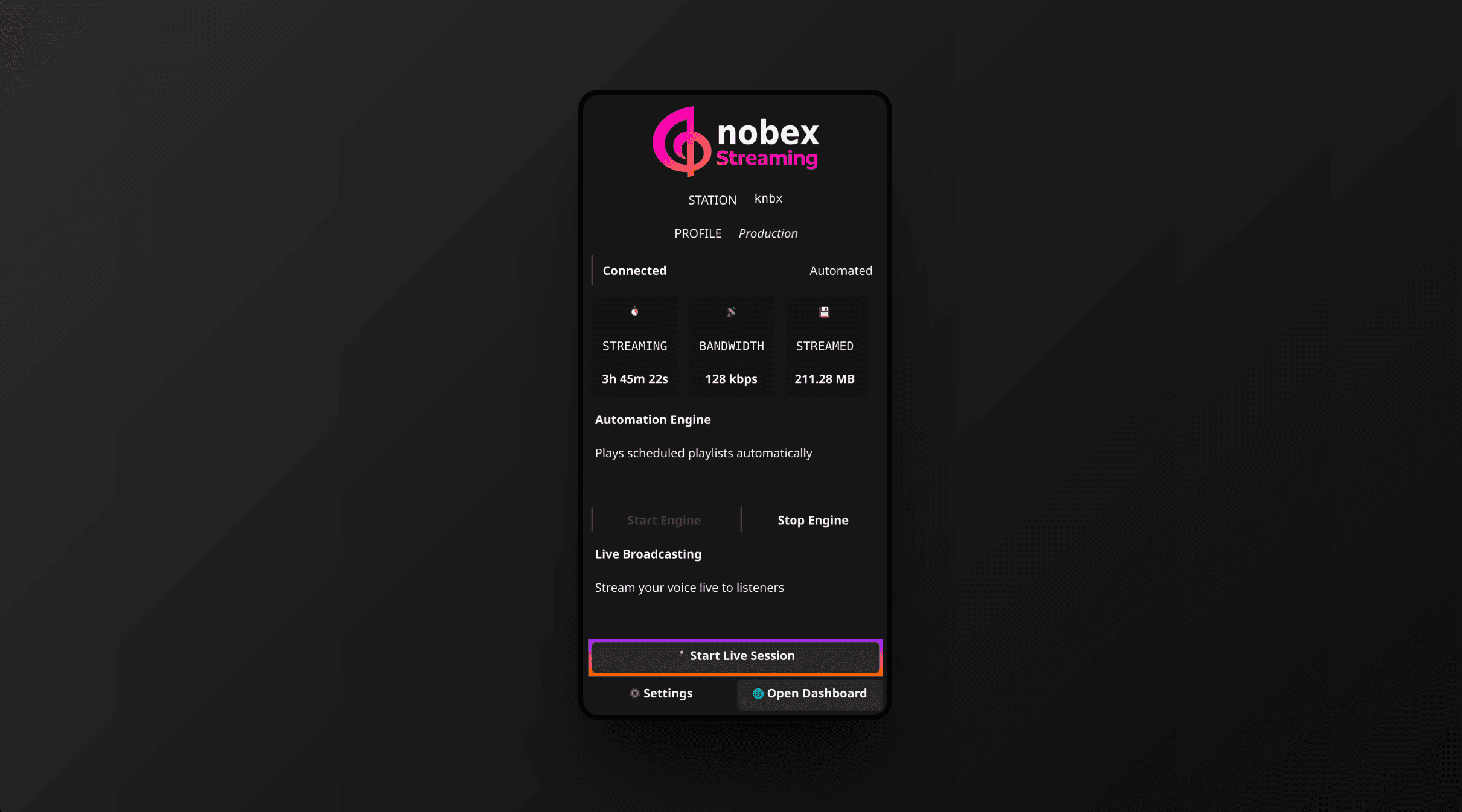 The Nobex Broadcaster mobile live console