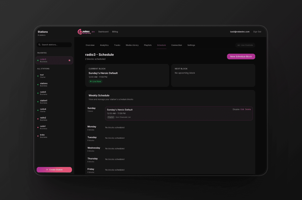 Schedule Management - Weekly content scheduling